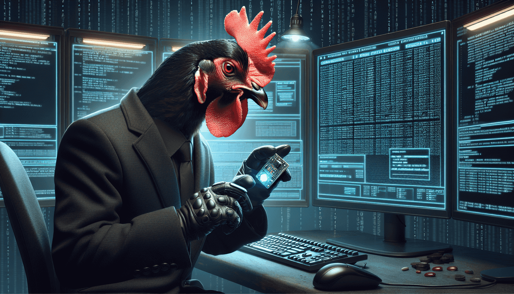 Agent Cluck hackeando um sistema de computador